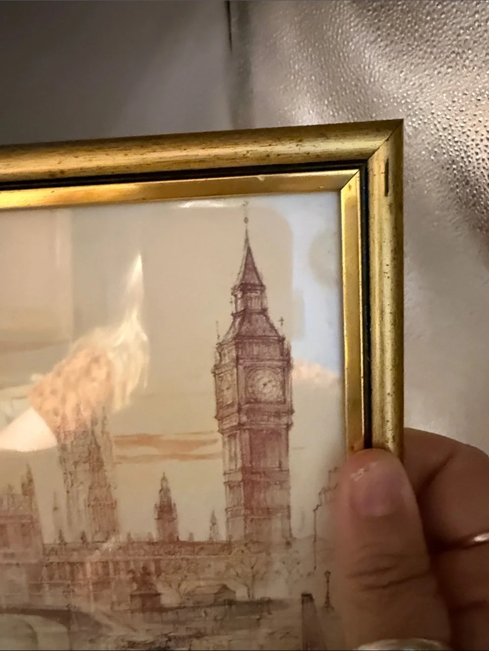 Vintage Water Color depicting the House of Parliament and Big Ben in London